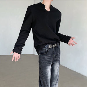 U-neck Waffle Casual Loose Bottoming Shirt