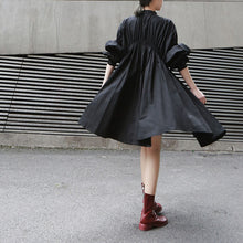 Load image into Gallery viewer, Ruched Balloon Sleeve Shirt Dress
