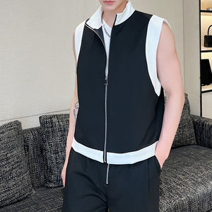 Contrast Sleeveless Zip Vest
