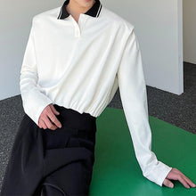 Load image into Gallery viewer, Contrast Polo Lapel Long Sleeve Shirt
