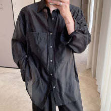 Load image into Gallery viewer, Sheer Organza Large Pocket Loose Shirt
