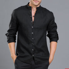 Load image into Gallery viewer, Stand-up collar Long-sleeved Linen Shirt
