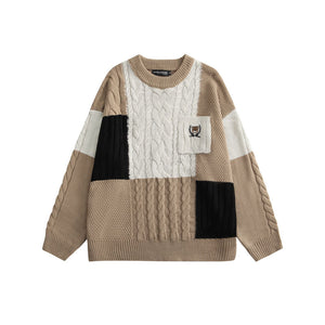 Colorblock Round Neck Couple Sweater