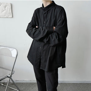Retro Stand Collar Literary Long Sleeve Shirt