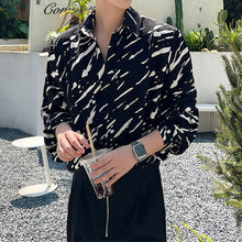 Load image into Gallery viewer, Splattered Graffiti Print Balloon Sleeve Shirt
