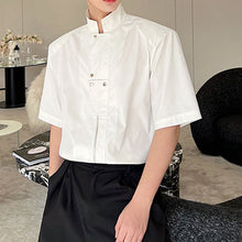 Load image into Gallery viewer, Stand Collar Zip Short Sleeve Shirt
