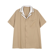 Load image into Gallery viewer, Contrast Striped Lapel Short Sleeve Shirt
