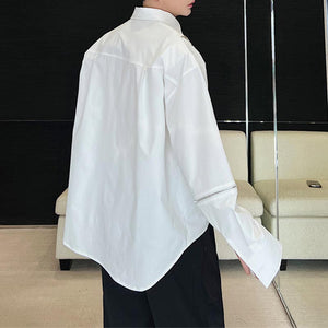 Irregular Zip Slits Shoulder Pads Long Sleeve Shirt