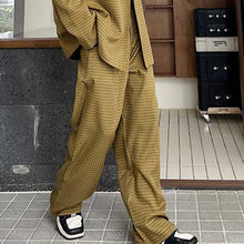 Load image into Gallery viewer, Retro Khaki Check Simple Blazer And Pant Set
