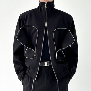 Turtleneck Double Zip Pocket Jacket
