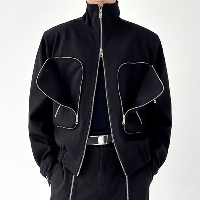 Turtleneck Double Zip Pocket Jacket