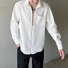Load image into Gallery viewer, Thin Crumpled Striped Zip Cardigan
