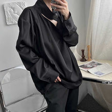 Load image into Gallery viewer, Solid Color Stand Collar Cutout Long Sleeve Shirt
