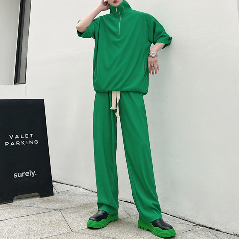 Solid Color Short Sleeve T-Shirt Pants Set