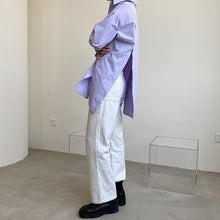 Load image into Gallery viewer, Purple Back Slit Thin Shirt
