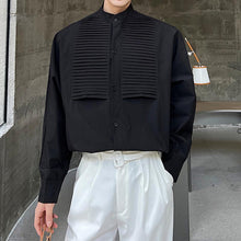 Load image into Gallery viewer, Vintage Stand Collar Pleated Trim Shirt
