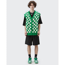 Load image into Gallery viewer, Checkerboard V-Neck Knit Cardigan
