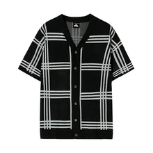 Load image into Gallery viewer, Knit Plaid V-Neck Short Sleeve Cardigan
