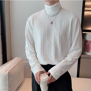Turtleneck Waffle Pan Bottoming Shirt
