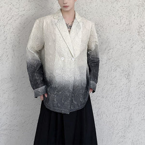 Ink Gradient Embossing Lapel Suit Collar Shirt