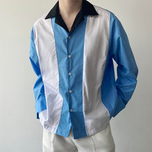 Load image into Gallery viewer, Simple Retro Color Contrast Lapel Long Sleeve Shirt
