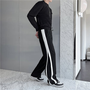 Fall Contrast Slit Casual Pants