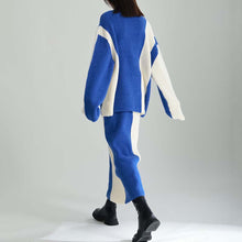 Load image into Gallery viewer, Contrast Color Stitching Sweater Two-piece Set
