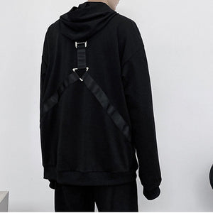 Webbing Lace-Up Hooded Sweatshirt