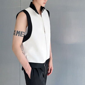 Contrast Sleeveless Zip Vest