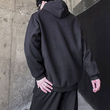 Load image into Gallery viewer, Black Buckle Hooded Pullover Sweatshirt
