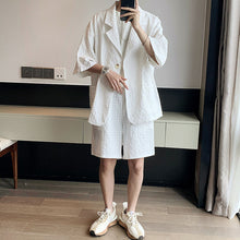 Load image into Gallery viewer, Short Sleeve Blazer Shorts Two Piece Set
