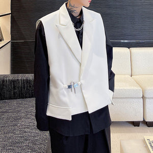 Metal Button Suit Collar Vest