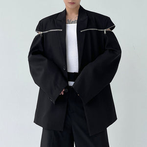 Oversized Shoulder Detachable Zip Blazer