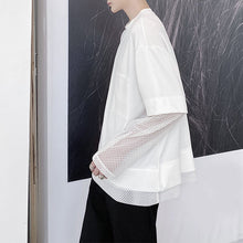 Load image into Gallery viewer, Thin Mesh Panel Crew Neck Long Sleeve T-Shirt
