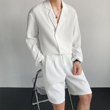 Load image into Gallery viewer, Suit Collar Shirt And Shorts Set
