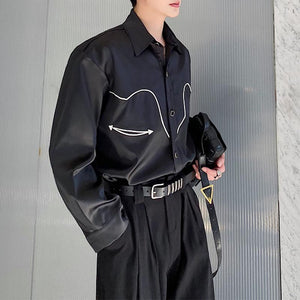 Contrast Color Hemming Long Sleeve Shirt