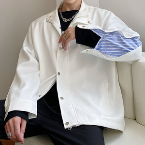Fake Two Piece Stand Collar Jacket