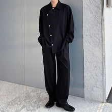Load image into Gallery viewer, Slanted Placket Design Lapel Long-sleeved Shirt
