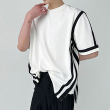 Load image into Gallery viewer, Paneled Contrast Striped Short Sleeve T-Shirt
