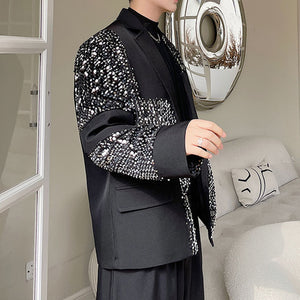 Irregular Silver Sequin Casual Suit