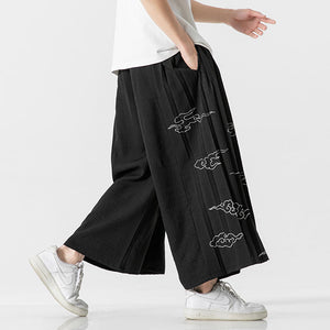 Retro Wide-leg Straight-leg Cropped Pants