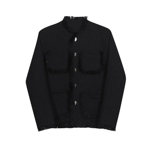 Vintage Tassel Single Breasted Collarless Jacket