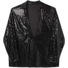 Load image into Gallery viewer, Vintage Deep V-neck Sequined Shirt
