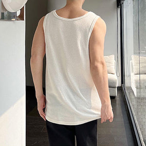 White Thin Loose Sleeveless Vest T-Shirt
