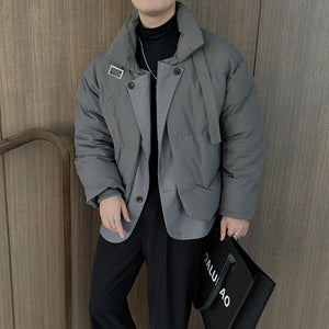 Fake Two-piece Stand-up Collar Thickened Coat