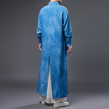Load image into Gallery viewer, Cotton Linen Blue Dyed Cheongsam Shirt
