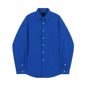 Blue Loose Long Sleeve Shirt