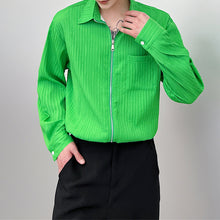 Load image into Gallery viewer, Thin Crumpled Striped Zip Cardigan
