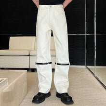 Load image into Gallery viewer, Black Belt Trim Patchwork Casual Pants
