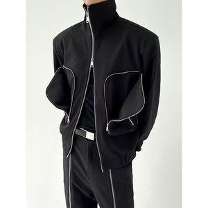 Turtleneck Double Zip Pocket Jacket
